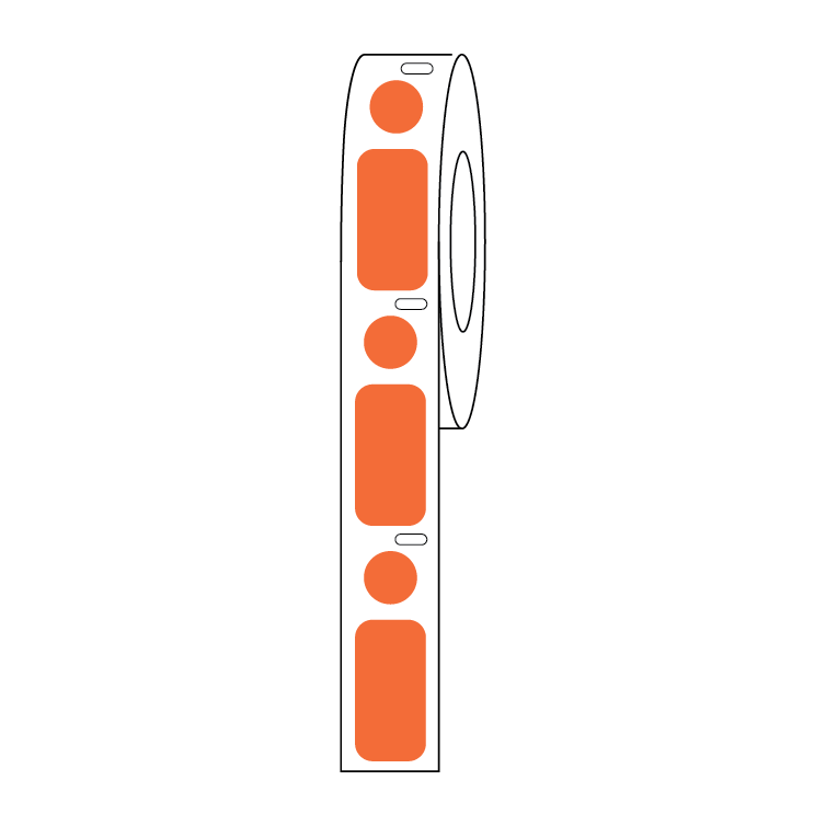 Globe Scientific Label/Dot Combo Roll, Cryo, Direct Thermal, 24x13mm & 9.5mm Dot, for 1.5mL Tubes, Orange Image